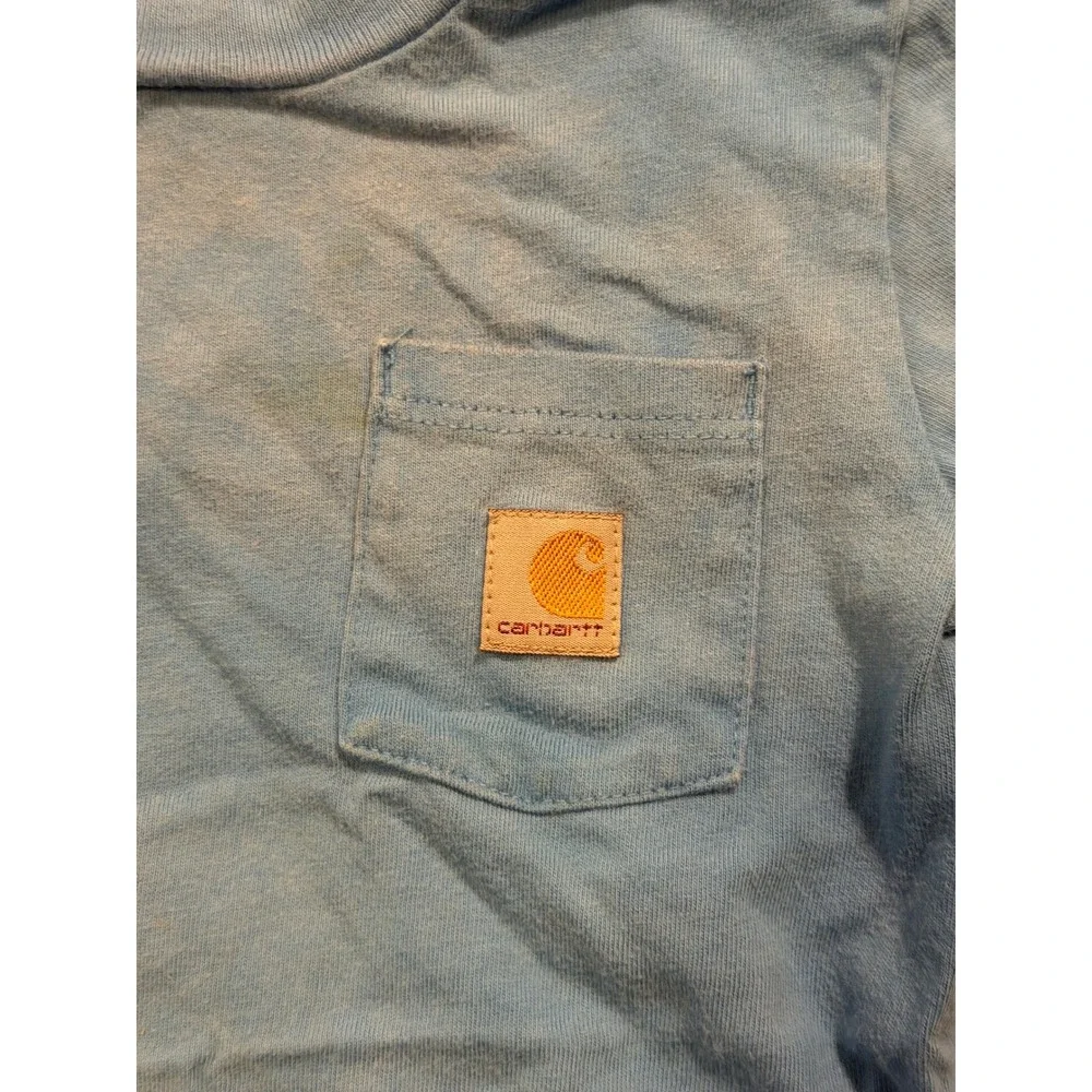 Carhartt Bodysuit Kids‎ 24M Blue Short Sleeve Pocket One Piece Snap Romper *